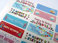 Pack of 32 Colorful Happy Birthday Greeting Stickers, Labels for Cards, Envelopes & Gifts