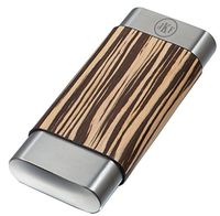 Personalized Visol Carver Zebrawood and Stainless Steel Cigar Case - Free Engraving (Roman Monogram)