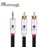 JIB Boaacoustic 4N OFC HiFi 3.5mm Male to 2 RCA Male Audio Auxiliary Stereo Y Splitter Adapter Cable - 3.2ft/1M
