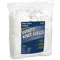 Pro-Clean Basics White T-Shirt Cloth Rags: 3 lb. Bag, Model:A99300