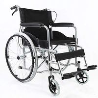 Wheelchair Medical Equipment Portable Transport Folding Portable Travel Chair with Seated Disabled Elderly Driver Push Scooter Walker Assist Devices (Color : Black)