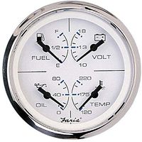 Faria Chesapeake Ss White 4" Multifunction 4 In 1 Combination Gauge W/Fuel, Oil, Water & Volts