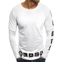 Clearance Sale! ! Charberry Mens Long Sleeve Top Casual Printed Letters Patchwork Long Sleeve Tops Blouse (US-M/CN-L, White)