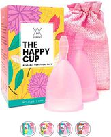 Happy Cup Menstrual Cups Hawwwy Tampon & Pad Alternative Small Regular Flow Good-Grip Pull Design Eco Friendly Reusable FBA Registered Comfortable Feminine Period Cup Beginner or Experienced (2-Pack)
