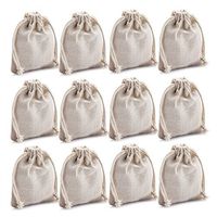 MIAOMIAO [set of 12] reusable cotton double drawstring Bags, Machine Washable gift bags, Natural Linen Pouches for Gift Packaging, Perfect for Wedding, and Other Giveaways
