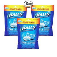 3 pack HALLS Mentho-Lyptus Cough Drops 80 count ea