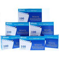 6 Pk. BAZIC #6 3/4 Peel and Seal White Envelope 100 Pack (600 Total Envelopes)
