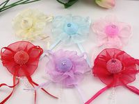 12pcs Shawang Small Yarn Bud Bow Flowers Wedding Decoration Appliques-(upick ) (Mix)
