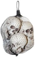 Deluxe Halloween Bag of Skulls ~ 6 Skulls with Moveable Jaws ~ 4" - 5" ~ in Mesh Bag