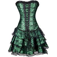 Zcuhen Corset Dress Bustier Lingerie Corset Top and Steampunk Skirt Burlesque Costumes for Women Halloween Costume Green