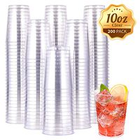 10 OZ Clear Disposable Plastic Cups, Clear Plastic Cups Tumblers, Heavy-duty Party Glasses, Disposable Cups for Wedding,Thanksgiving, Christmas Party(200 Pack)