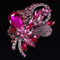 Fashion Diamante Flower Brooch Pins Party Jewelry Bridal Bouquet DIY 6 Colors Daily Aesthetic Beauty Girls Style Womans Women Accesories Styling | Color - Pink