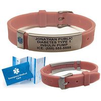 Silicone Advisor/Slim Medical ID Bracelet (incl. 4 Lines of Custom Engraving). - Mauve