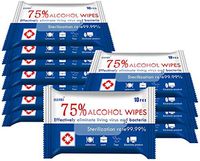 Alcohol Alcohol Wipes (10 Packs, 100 Pcs),75% Alcohol Hand Wet Wipes