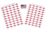Made in USA! 100 Country Flag 1.5" x 1" Self Adhesive World Flag Scrapbook Stickers, Two Sheets of 50, 100 International Sticker Decal Flags Total (England St George Cross)