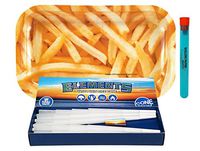 Bundle - 3 Items - Elements Pre Rolled Cones - King Size - 40 Pack with Rolling Paper Depot Rolling Tray (Fries) and KewlTube