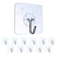 AKIWOS Wall Hooks Adhesive Hooks, 12 Packs Transparent Seamless Utility Hooks for Bathroom Kitchen Bedroom Hanging Supplies