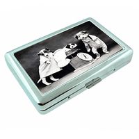 Perfection In Style Metal Silver Cigarette Case Vintage Dog Design 014