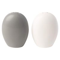 Modern Salt & Pepper Shakers Made of, Chip-free Ceramic - Contemporary Mill Set for Modern Kitchen Decor - Easy to refill, White & Grey Set