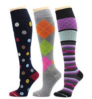 3 Pairs Dr. Motion Therapeutic Graduated Compression Women's Knee-hi Socks (3Wcomp-B)