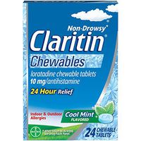 Claritin Cool Mint Chewables, 24 Hour Non Drowsy Allergy Medicine, 24 Count
