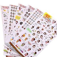 12 Sheets Happy Girl DIY Cartoon Decorative Sticker Tape,Kids Craft Scrapbooking Sticker Set for Diary, Book,Phone and Photo Album