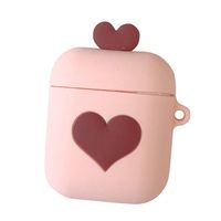 AutumnFall Cute Heart Silicone Anti-Lost Protective Cover Skin Case for Apple AirPods 1/2 Charging Case (Pink)