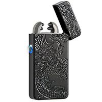 Kivors USB Rechargeable Windproof Flameless Electronic Plasma Pulse Double Arc Lighter Chinese Dragon Loong Lighter