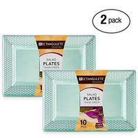 Rectangulete Hexagons Translucent Green Hard Plastic Elegant Disposable Rectangle Salad Dinner Dessert Plates 10 Plates Per Pack (2, 10" Salad Plate)