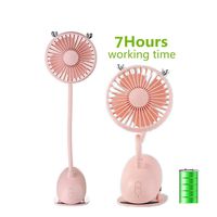 Battery Operated Stroller Clip Fan,ONXE Portable Quiet Mini Clip on Fan and Desk Fan for Baby Strollers Table Bed Office Outdoor Travel Tent Car 3 Speed(1 Year Warranty) (Pink)