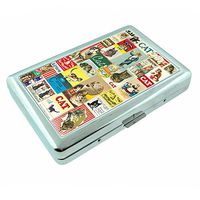 Metal Silver Cigarette Case Vintage Poster D-010 Vintage Cats Decorative Decoupage