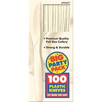 Amscan 43603.57 Plastic Knives, 8.1 x 3.5, Vanilla Creme