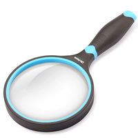 Dicfeos Shatterproof 3X Magnifying Glass for Reading and Hobbies, 100mm Non-Scratch Glass Lens, Thickened Rubbery Frame, 8.4oz Lightweight, Perfect for Seniors & Kids