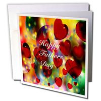 3dRose Set of 12 Greeting Cards, Image of Fathers Day Greeting on Colorful Hearts (gc_174554_2)
