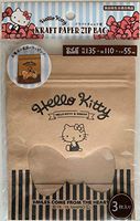 Sanrio Hello Kitty Kraft Paper Zip Bag with Transparent Window 3 Pieces 135 x 110 x 55 mm