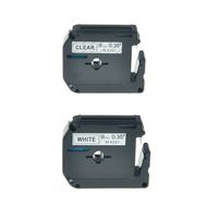 NineLeaf 2PK Black on Clear MK121 Black on White MK221 9mm 8m Label Tape Compatible for Brother M-K121 M121 M-K221 M221 P-Touch PT-70 PT-65 PT-80 Printer