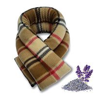 Sunny Bay Heated Neck Wrap, Lavender Scented, Extra Long, Neck Pain Relief, Moist Heat, Microwavable, London Plaid Camel