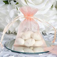Efavormart 50PCS Blush Organza Gift Bag Drawstring Pouch Wedding Favors Bridal Shower Treat Jewelry Bags - 3"x4"