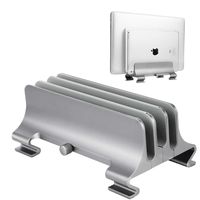 Premium Aluminum Vertical Laptop Stand, Elec3 Adjustable 3 Slots Desktop Holder Space Saving Stand for All MacBook/MacBook Pro/MacBook Air, Notebooks and Other Tablets(Gray)