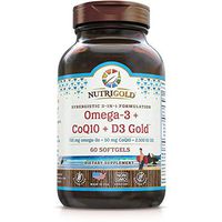 Omega-3 + Coq10 + Vitamin D3 Gold - 700 mg of Omega-3 Fish Oil with 2500 Iu Vitamin D3 & 50 Mg Kaneka Q10 (60 Softgels)