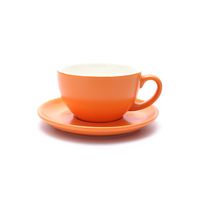 Coffeezone Double Espresso Coffee Cup and Saucer, Small Cappuccino and Speciality Coffee, New Bone China for Coffee Shop and Barista (Matte Orange, 5 oz)