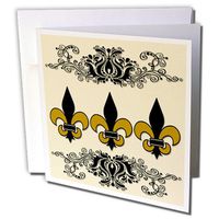 Fleur De Lis. French décor. Beige and black. - Greeting Cards, 6 x 6 inches, set of 6 (gc_220659_1)