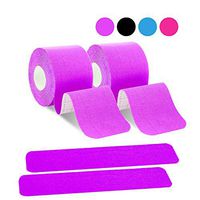 poshei Kinesiology Tape Precut, Elastic Therapeutic Sports Tape - Pain Relief Adhesive for Shoulder Knee Elbow Ankle, Waterproof, Breathable, Latex Free (2 Pack Purple Tape)
