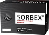 Sorbex Activated Charcoal 20 Capsules Poisoning Diarrhea Detox Bloating
