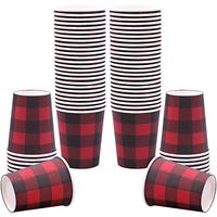 Elcoho 100 Pieces 9 OZ Buffalo Plaid Paper Cups Disposable Party Cups Drinking Cups for Party