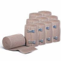 Wideskall® 5' Feet x 4" inch Elastic Compression Wrap Bandage w/Clips, 10 Rolls