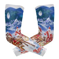 LEVEIS Winter Holiday Chriestmas Santa Claus Arm Sleeves UV Protection for Men Women Sunblock Protective Gloves Running Golf Cycling Driving Long Arm Cover 1 Pair