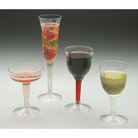Disposable 6 oz Clear Plastic Fluted Goblet Glass - 2 7/8"Dia x 5 3/4"H