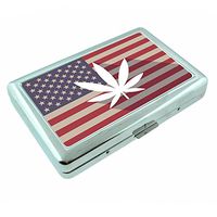 American W33d Legalize Metal Silver Cigarette Case Holder Wallet RFID-blocking