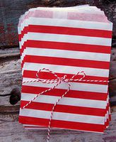 Quasimoon PaperLanternStore.com Red Stripe Paper Treat Bags - (12 PCS)